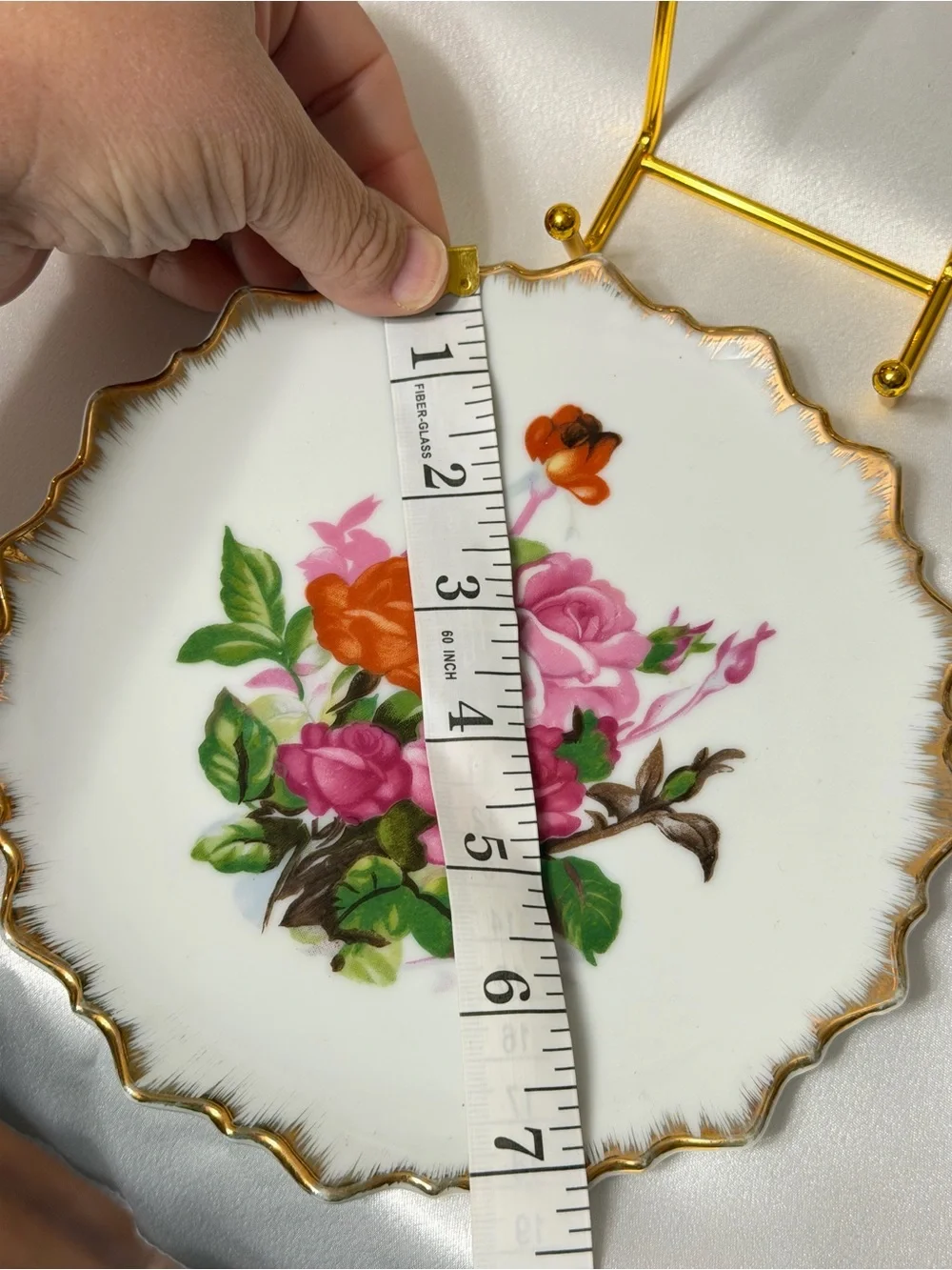 Vintage Dee Bee Co Japan Floral Porcelain Plate Scalloped Gold Trim 8”